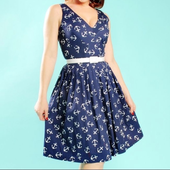 Pinup Couture Dresses & Skirts - Pinup Couture Kelly Dress Anchor Print Navy